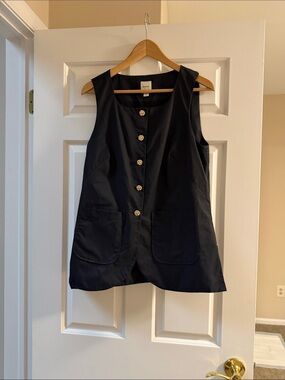 Maeve Black Sleeveless Button-Front Vest